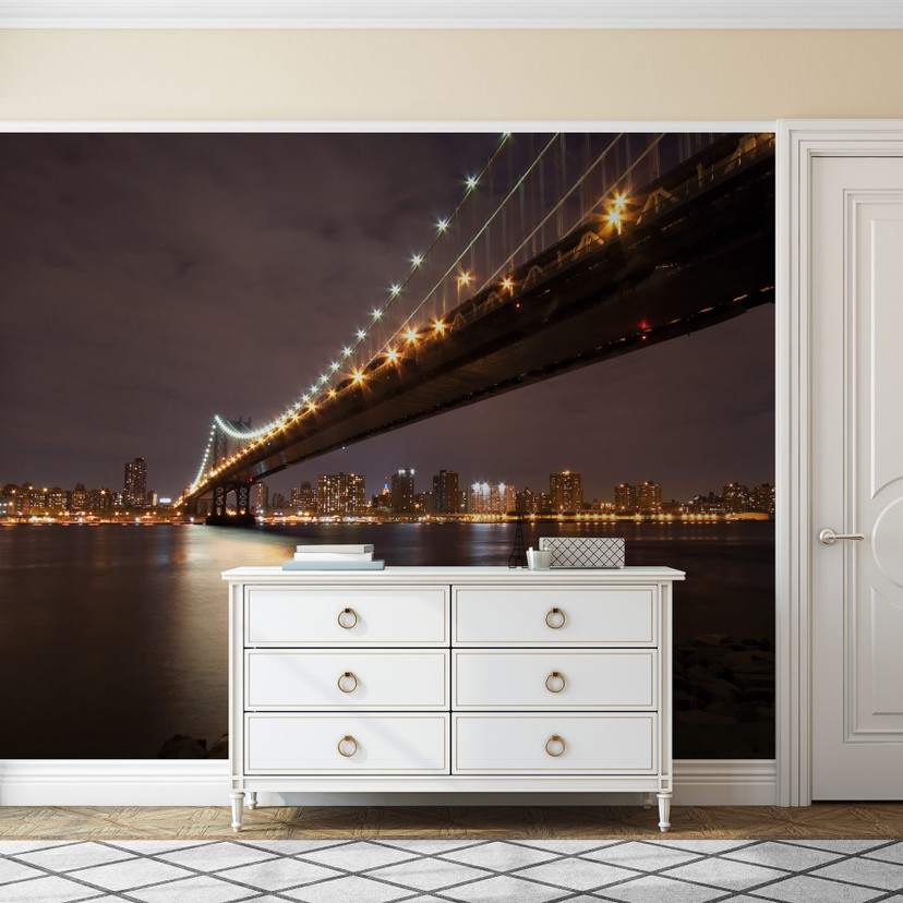 Fototapeta Manhattan Bridge at Night - 336x260 cm