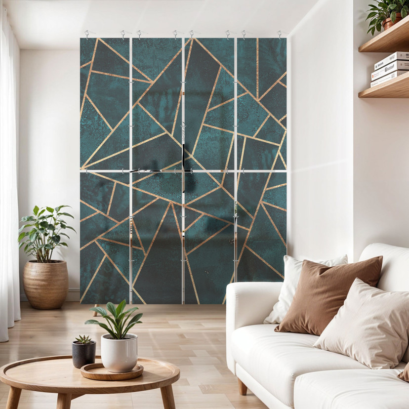 Separador de ambientes, biombo, pantalla de privacidad colgante piedra preciosa verde azul - Fredrik