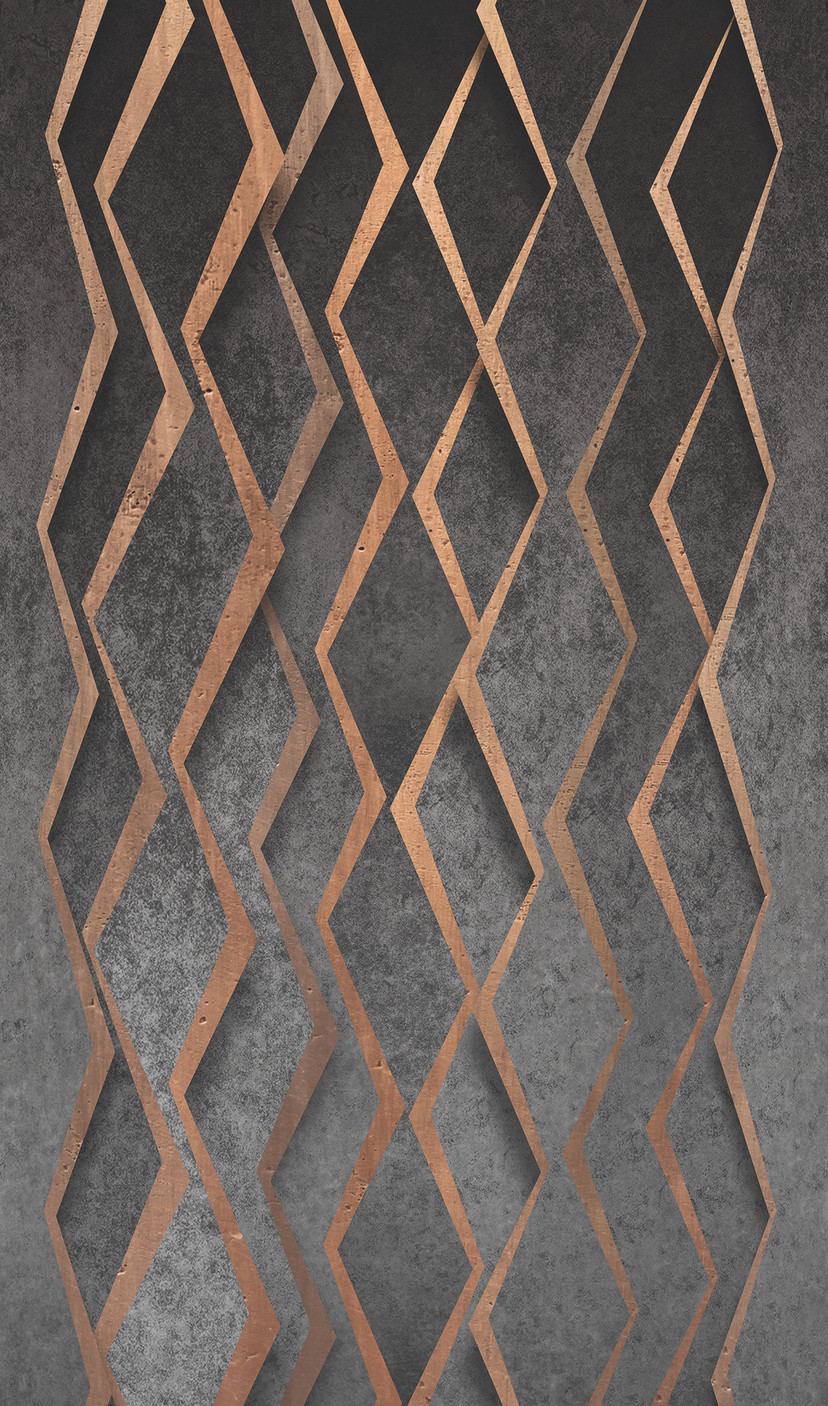 3D antracit, bronze motiv tapet,Grafisk 2,70 x 1,59 m