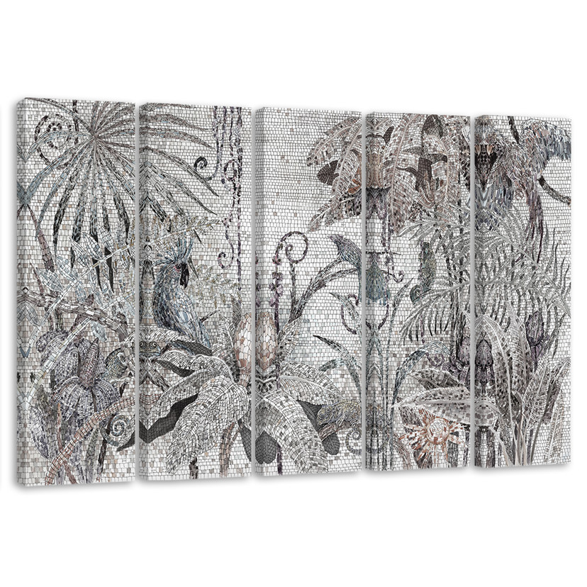 5 stykke lærredstryk Mosaikjungle