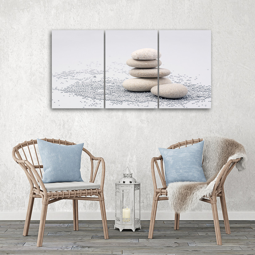 3 stykke lærredsprint, beige zensten