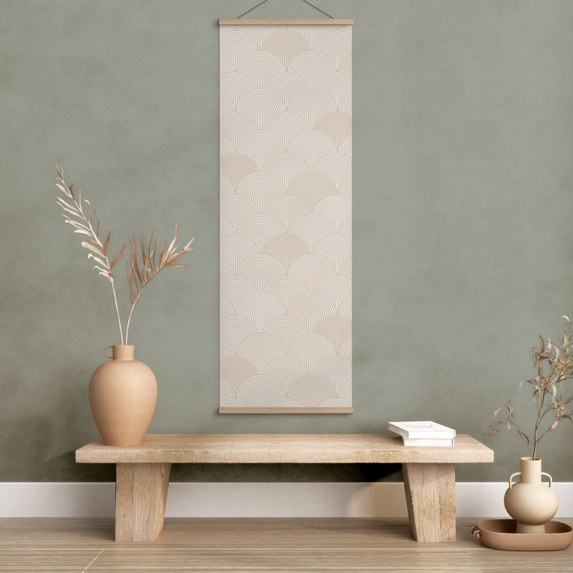 Tekstil plakat Abstrakte halvcirkler i blød beige - Bloomery Decor