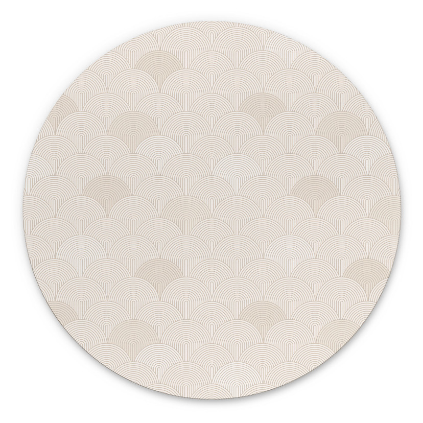 Billede Abstrakte halvcirkler i blød beige - Bloomery Decor - rund – print på aluminium (Alu-Dibond)