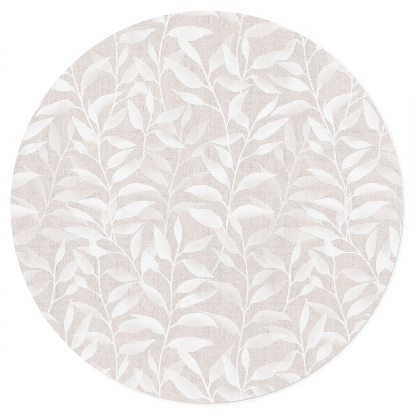 Adesivo murale con delicate foglie ad acquerello - Beige tenue - Decorazioni floreali - Rotondo