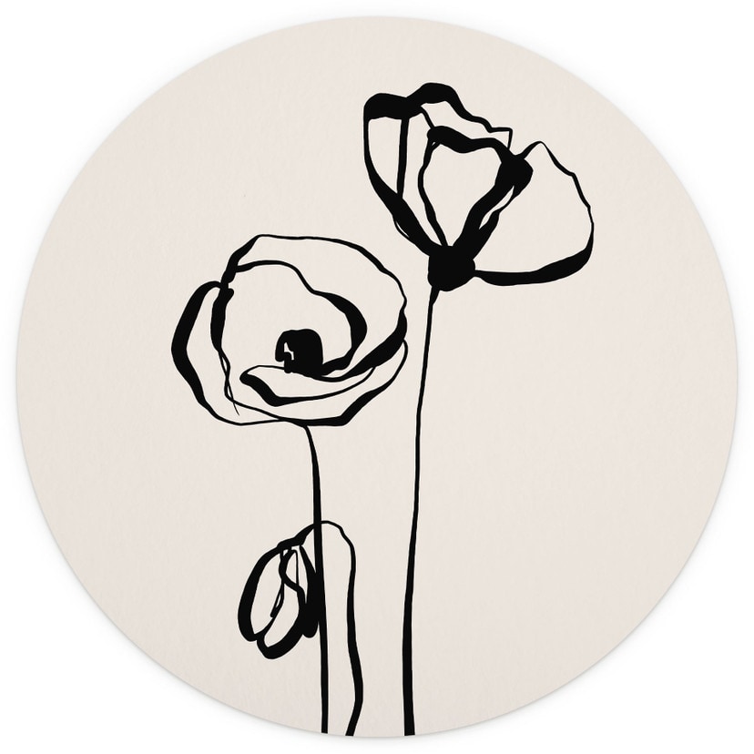 Fototapeta Line Art Two Poppies - Cats & Dotz - okrągła - samoprzylepna/nie tkana