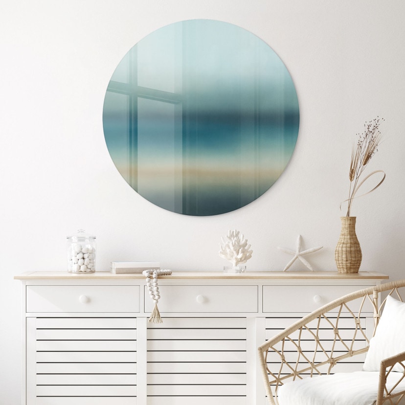 Glasschilderij Rotko Blush - Turquoise Horizon - Sir Edward x Grigory Gladarev - Rond
