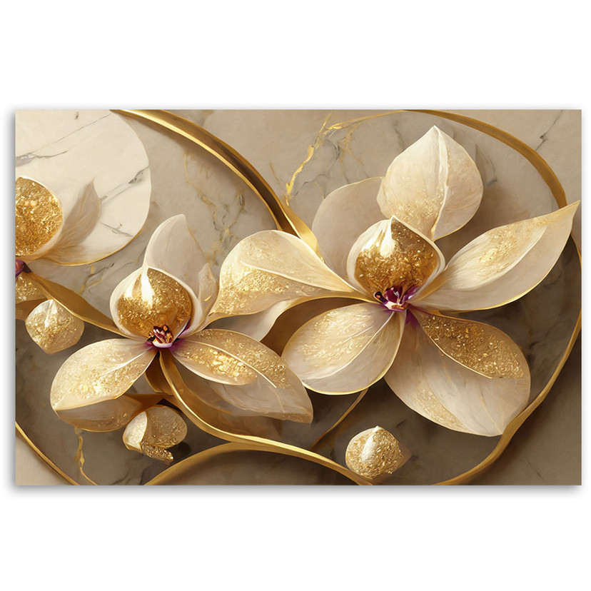 Leinwandbild Blumen glamourös gold