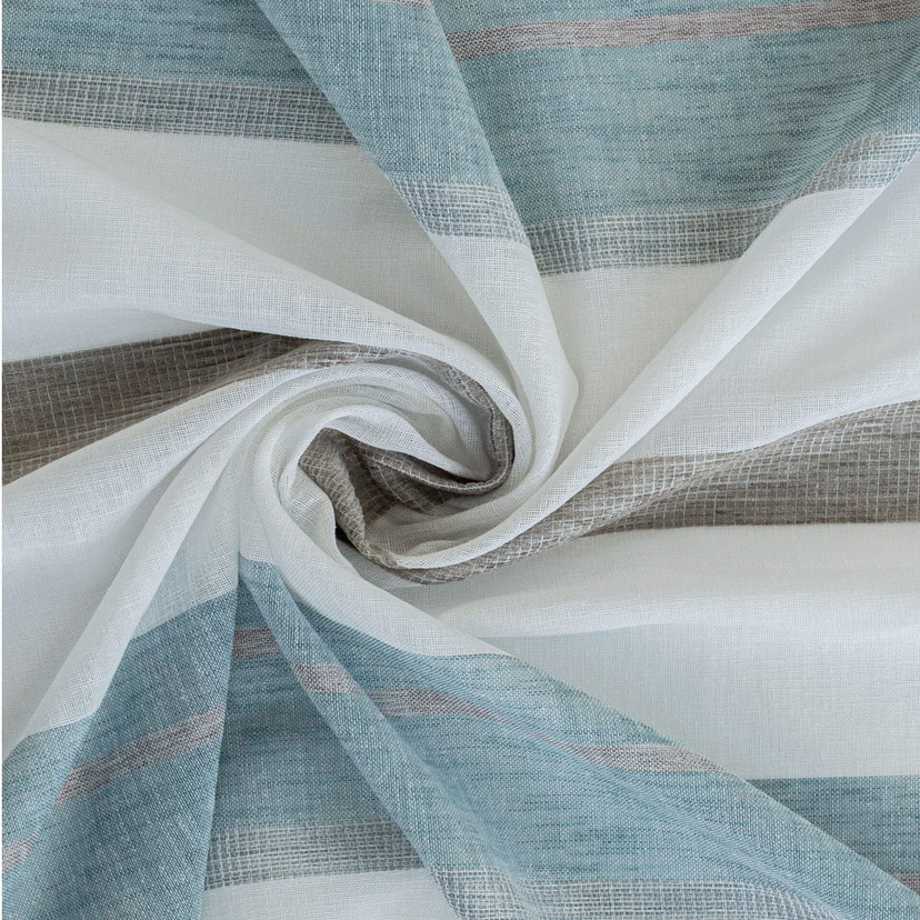 Homing Vorhang Lea mit verdeckter Schlaufe weiß, braun, blau -  2,45x1,40 m
