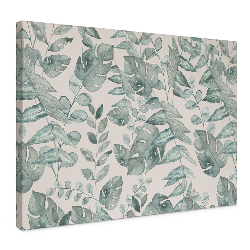 Tableau sur toile Feuilles de jungle aquarelle crème - Bloomery Decor