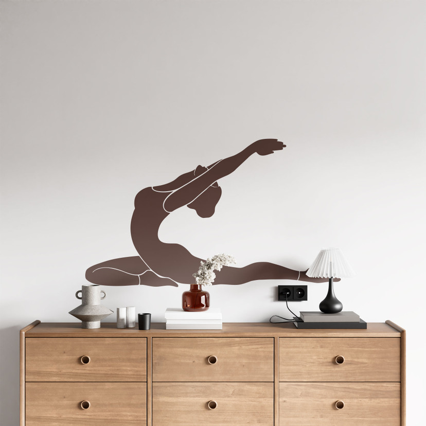 Wallsticker yoga due silhuet ensfarvet