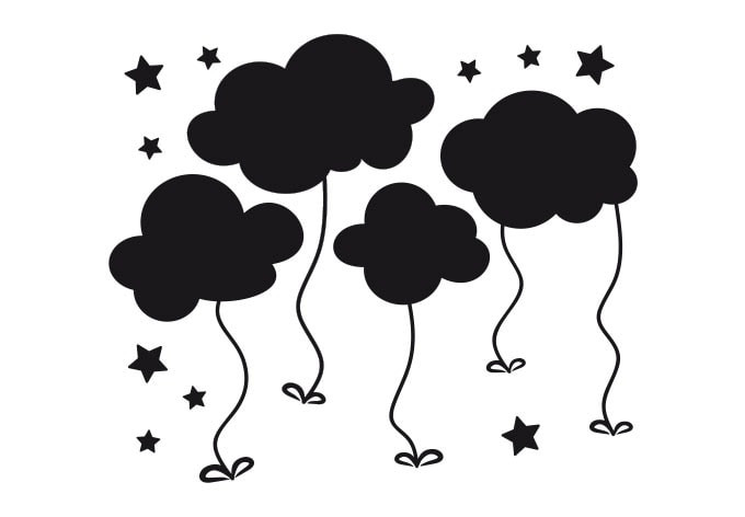Wallsticker Himmel med skyer Knage (inkl. 5 kroge)
