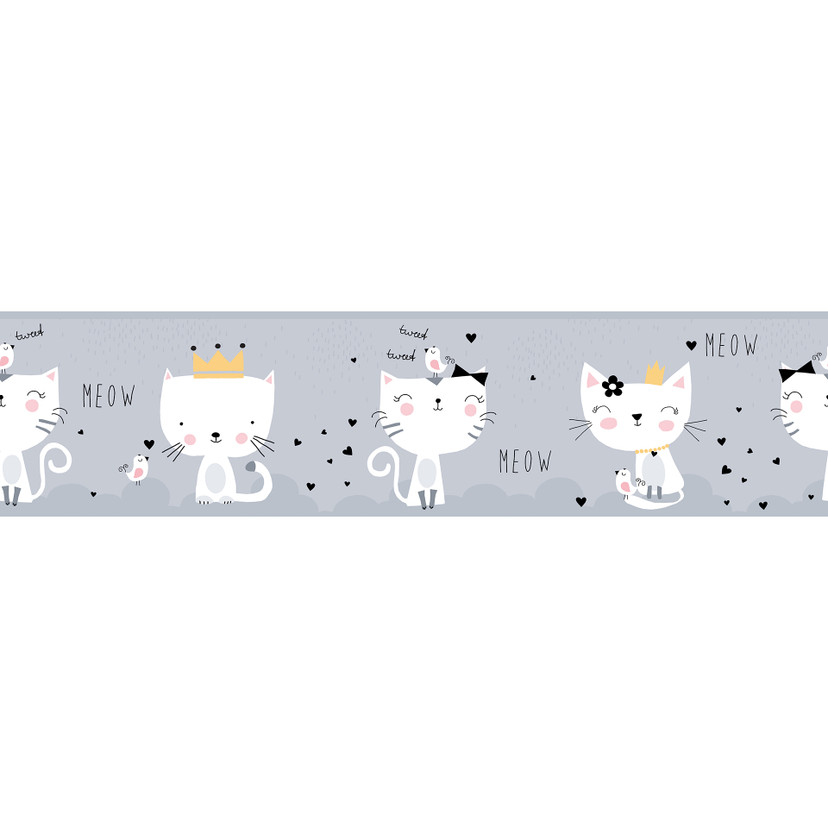 A.S. Création Lovely Kids Frise autocollante enfant - Gris, Blanc