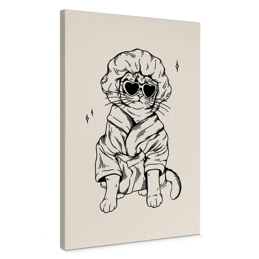 Leinwandbild Entspannte Katze mit Herzbrille - Royle