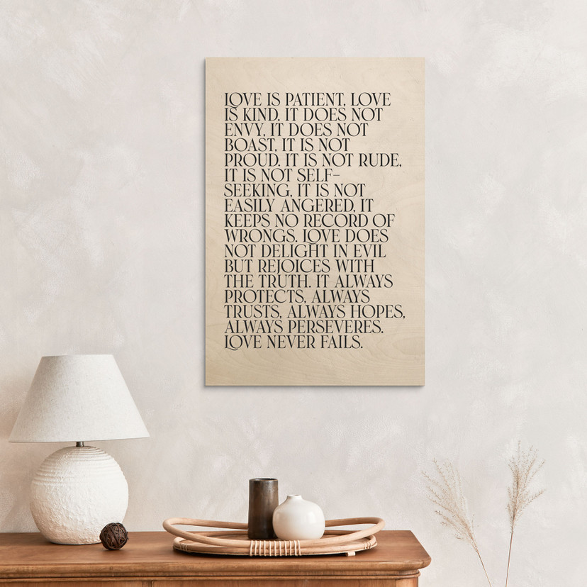 Houten Wanddecoratie Liefde is - Liefde is geduldig - KsanaKalpa