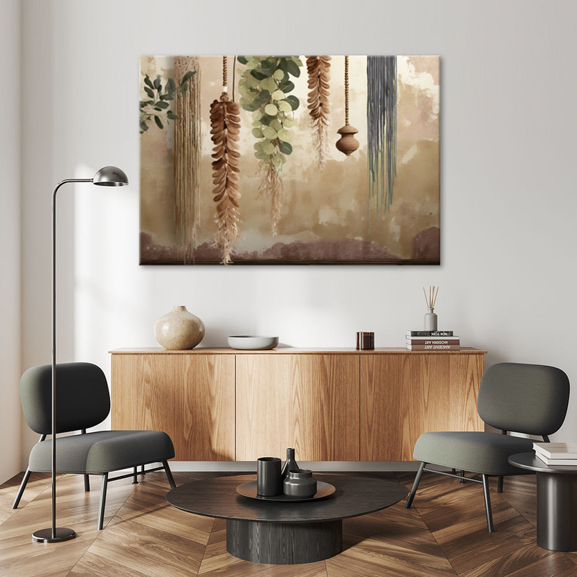 Leinwandbild Hängende Blätter Scandi Boho