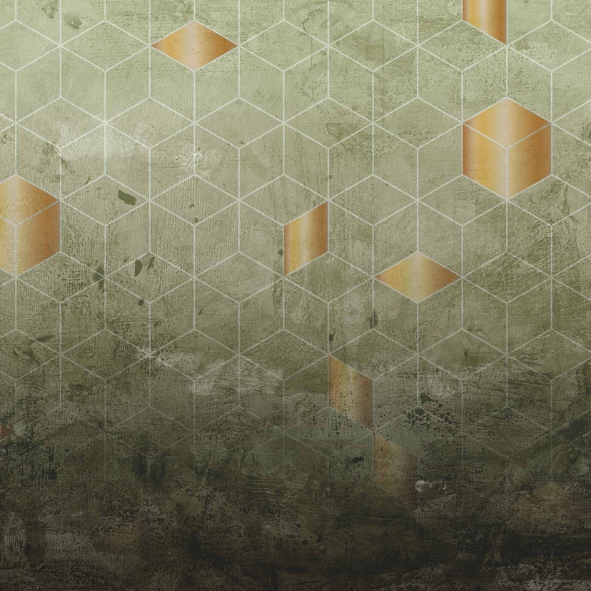 Papier peint design DTiles1 en vert bronze - revêtement mural Designwalls 2 - 2,55 x 3,5 m