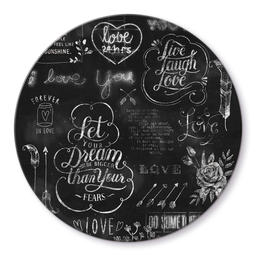 Tableau en verre World of good feelings - Rond