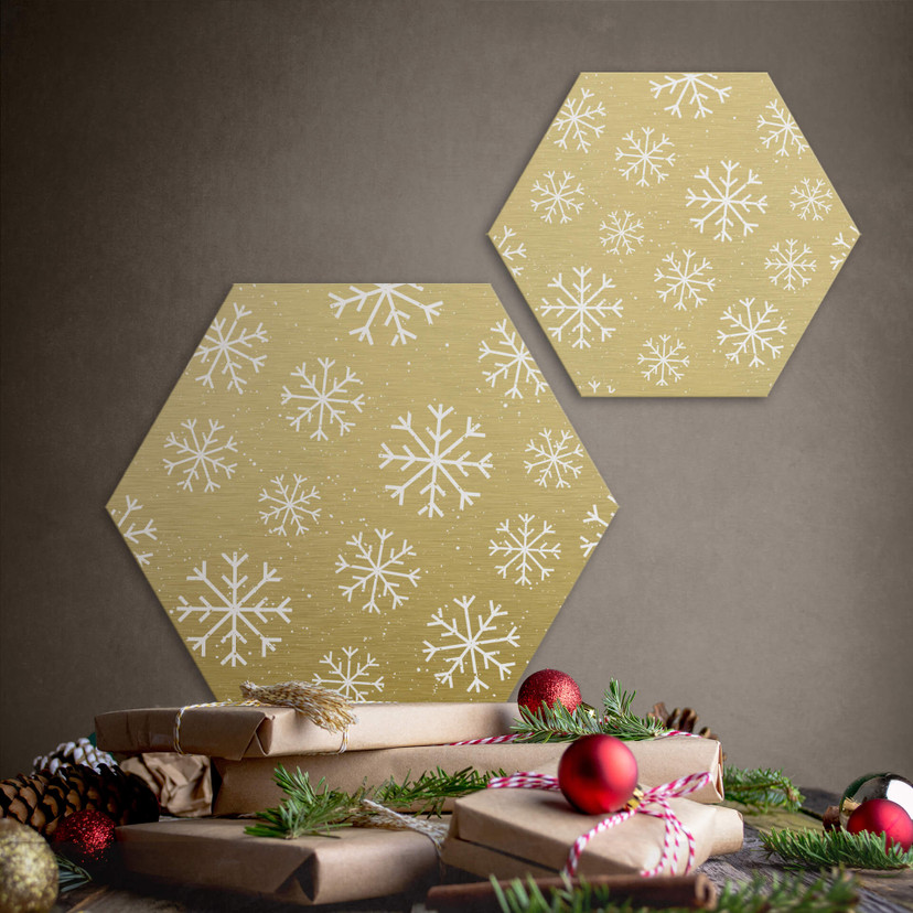 Hexagon - Alu-Dibond guld snefnug