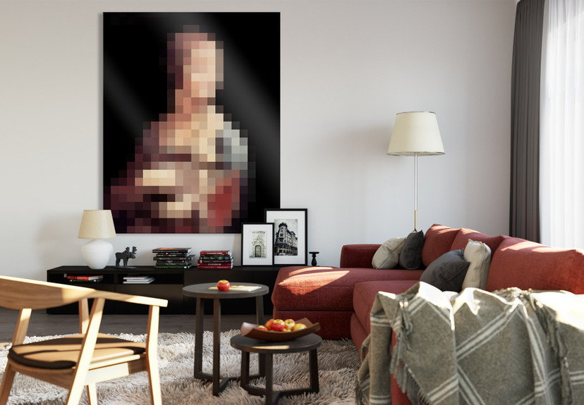 Akrylbillede Pixelart - da Vinci - Damen med hermelinen