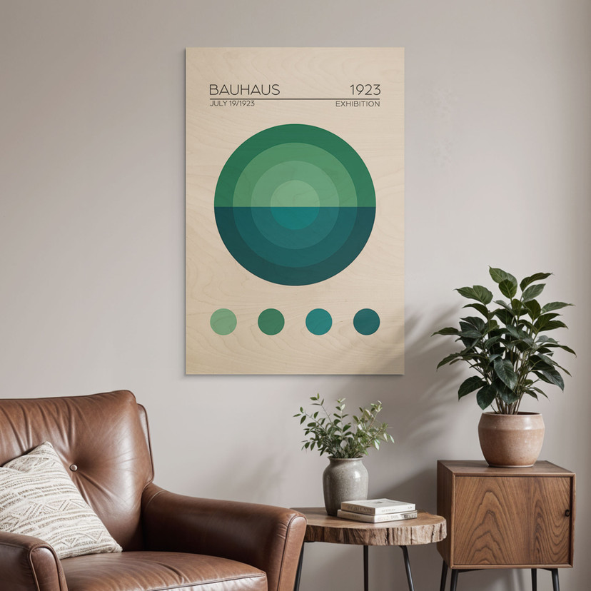 Plakat drewniany Bauhaus Mavi Daire - Tunaboylu