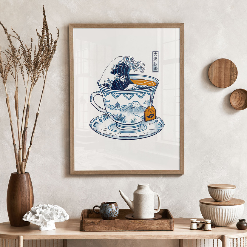 Plakat Størrelse på bølge-te i Hokusai-stil - Trinidad