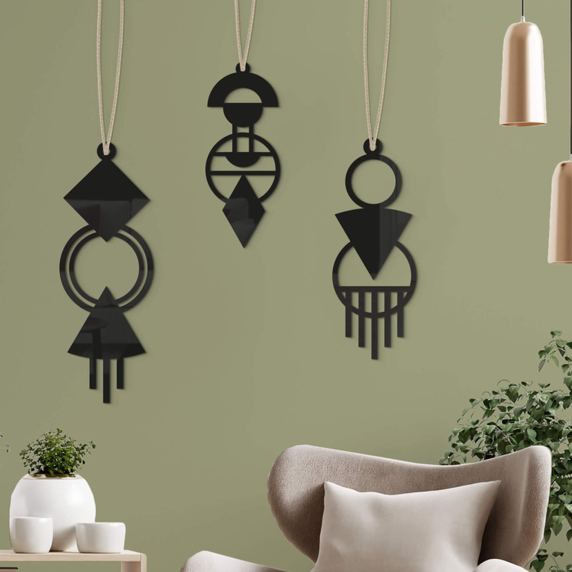 Akrylowa dekoracja Macrame - geometryczna