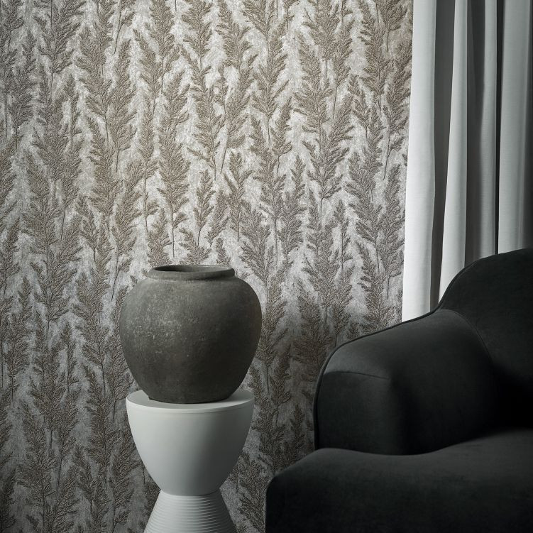 blomster- og fleecetapet Naturlig Opulens i sølv