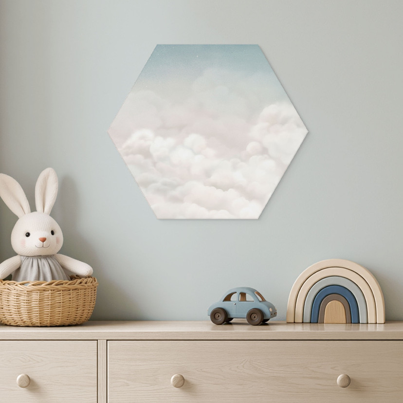 Hexagon Billede Rolige Skyer - Oliver Robins - Alu-Dibond