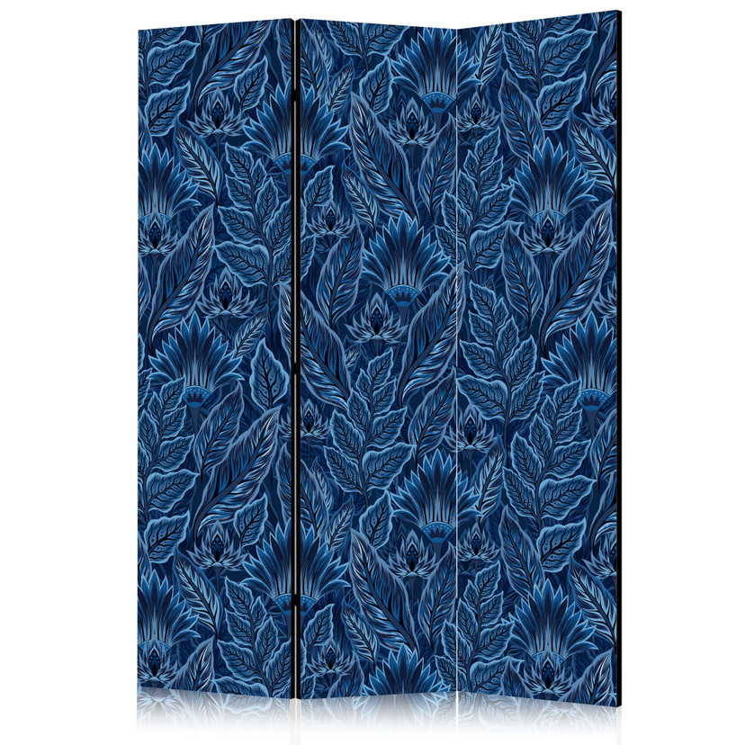 Paravent, Raumteiler freistehend, Trennwand - Dense Vegetation: Botanical Patterns in Blue