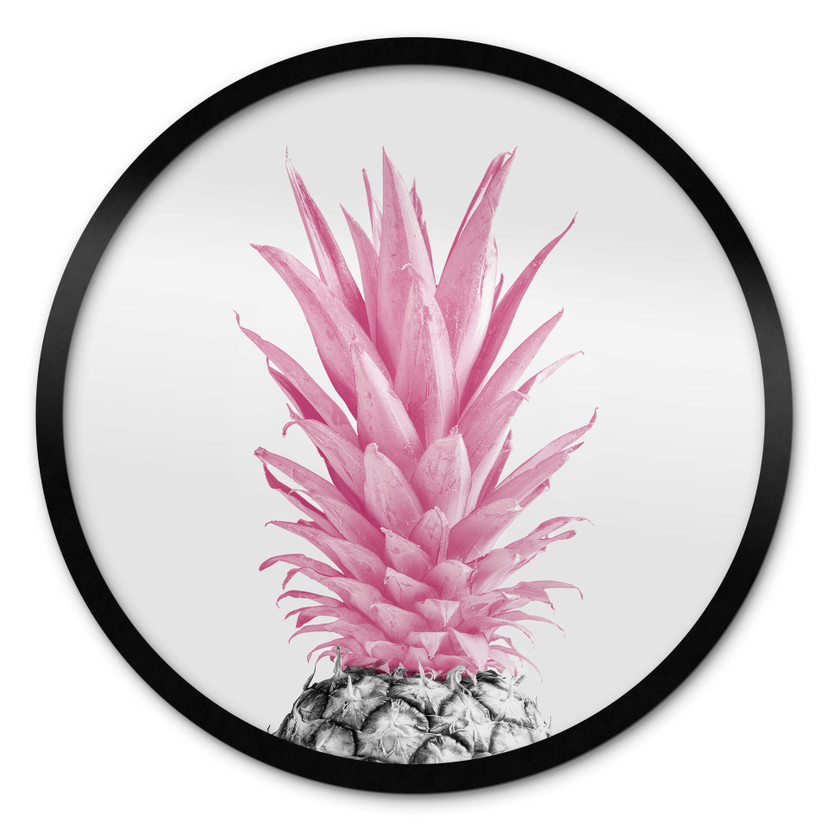 Plakat różowy ananas - 1X Studio - okrągły