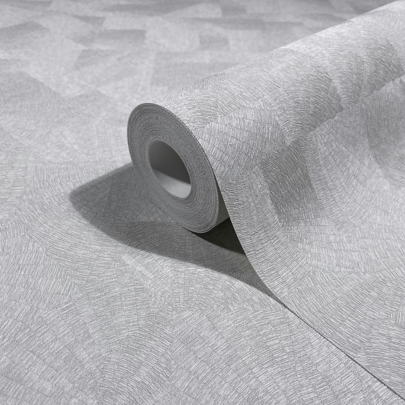 Tapeta z włókniny graficzna geometryczna matowa w kolorze szarym