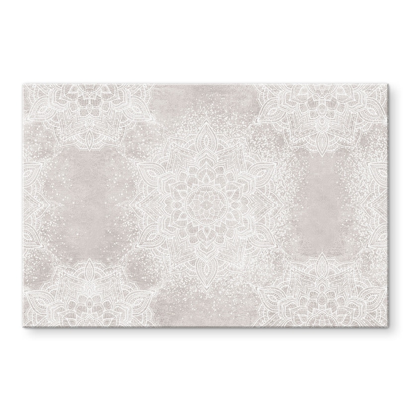 Glasbillede - Skånsom mandala på grå-beige - Bloomery Decor
