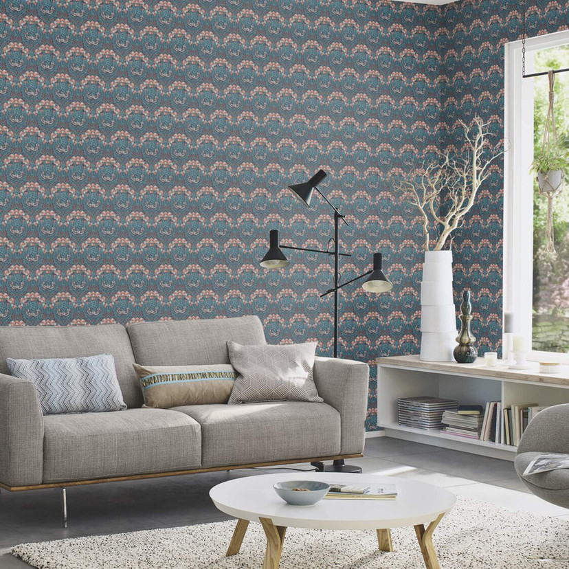 Rasch papier peint intissé, papier peint à motifs Sophia bleu pétrole