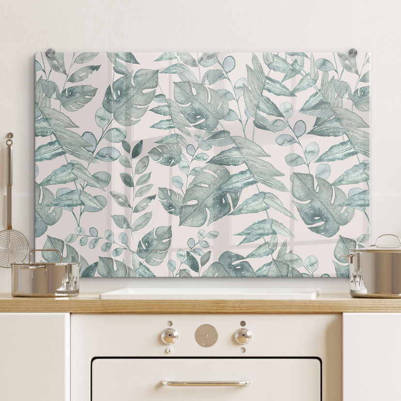 Stænkplade jungleblade akvarel creme - Bloomery Decor