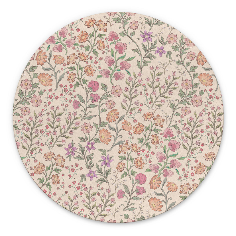 Wandbild Wiesenblumen Vintage - Beige - Bloomery Decor - Alu-Dibond Rund