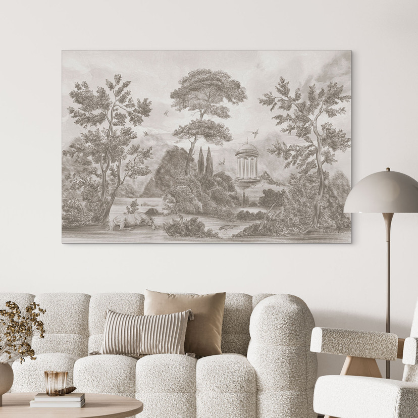 Wanddecoratie met tuinlandschap in beige - Ms Tiff - Alu-Dibond