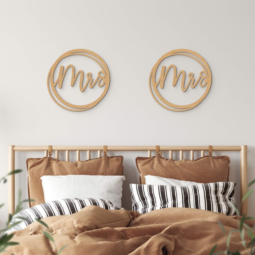Napis ślubny Mrs and Mrs - MDF natura