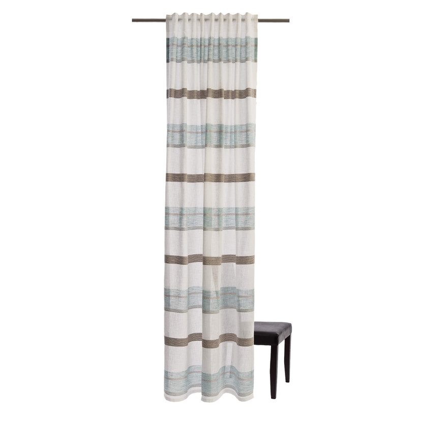 Homing Vorhang Lea mit verdeckter Schlaufe weiß, braun, blau -  2,45x1,40 m