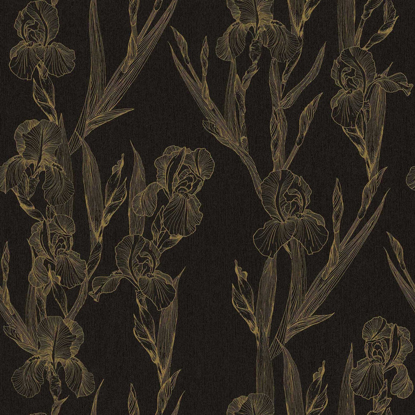 Daniel Hechter Papier peint floral Noir, Jaune