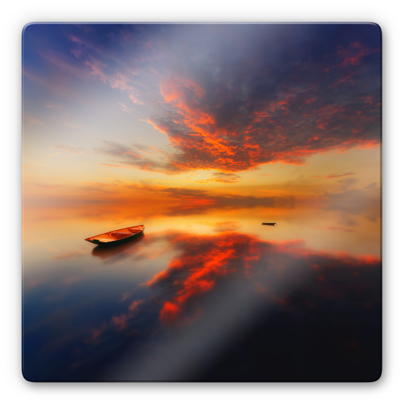 Glasschilderij Krol - Een schitterende zonsondergang - vierkant