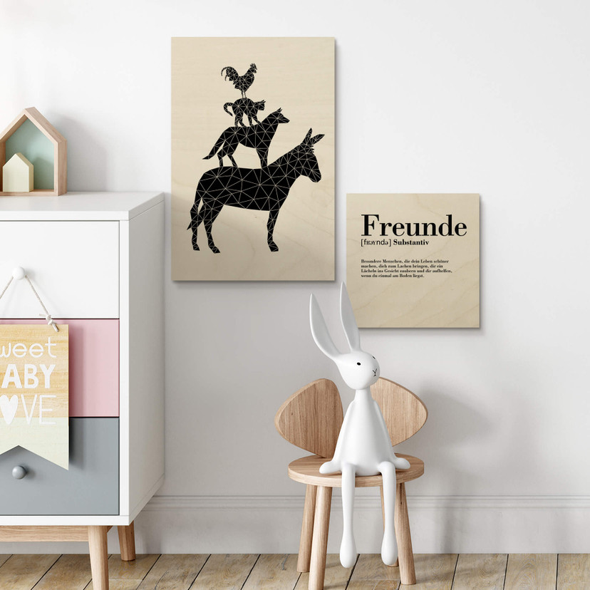 Nouveauprints Billede af træ - Geometrisk Bremen Town Musicians