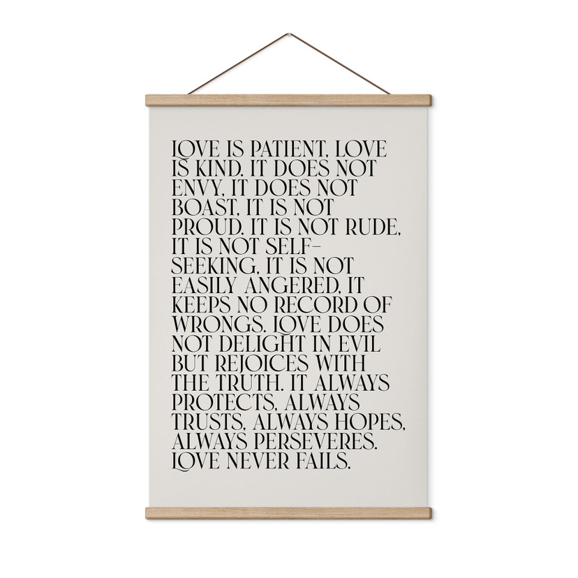 Textielposter Liefde is - Liefde is geduldig - KsanaKalpa