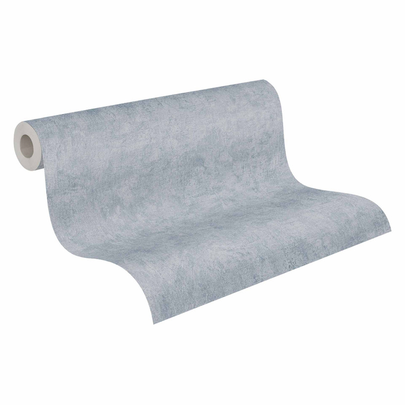 Papier peint imitation béton bleu clair gris - Papier peint intissé moderne imitation plâtre