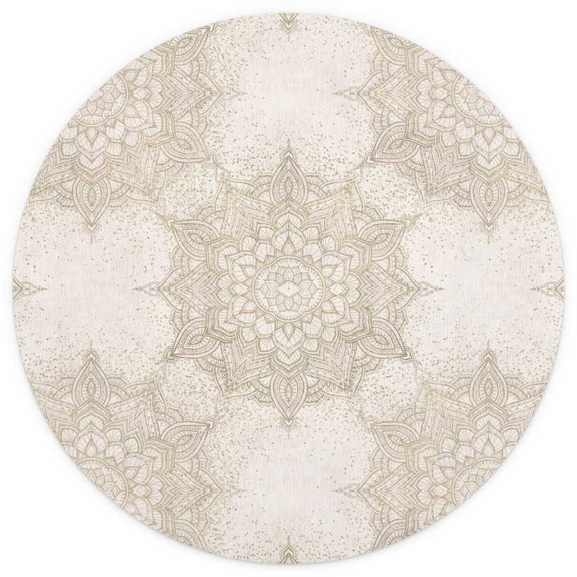 Papier peint photo Mandala élégant en or sable - Bloomery Decor - rond - adhésif/non tissé