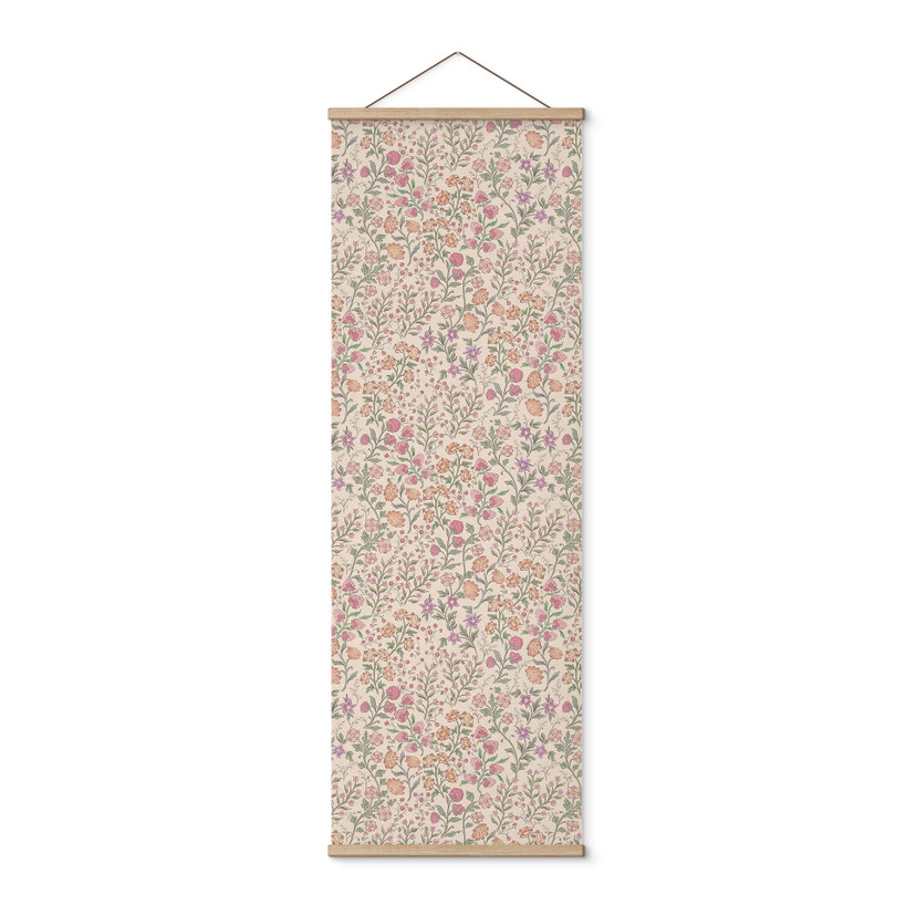 Quadro in tessuto con fiori di prato vintage - Beige - Decorazione floreale - Panorama