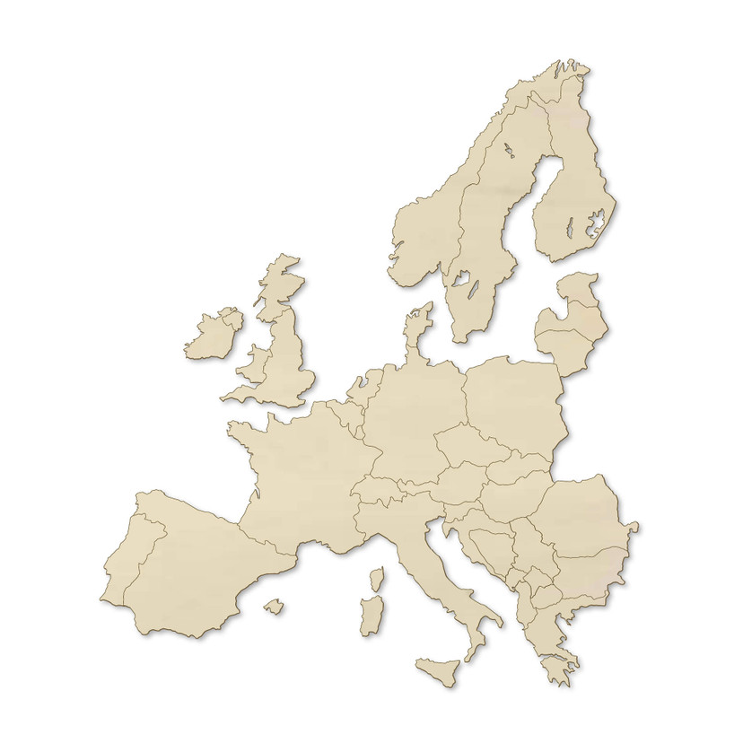 Okleina drewnopodobna z topoli - Mapa Europy