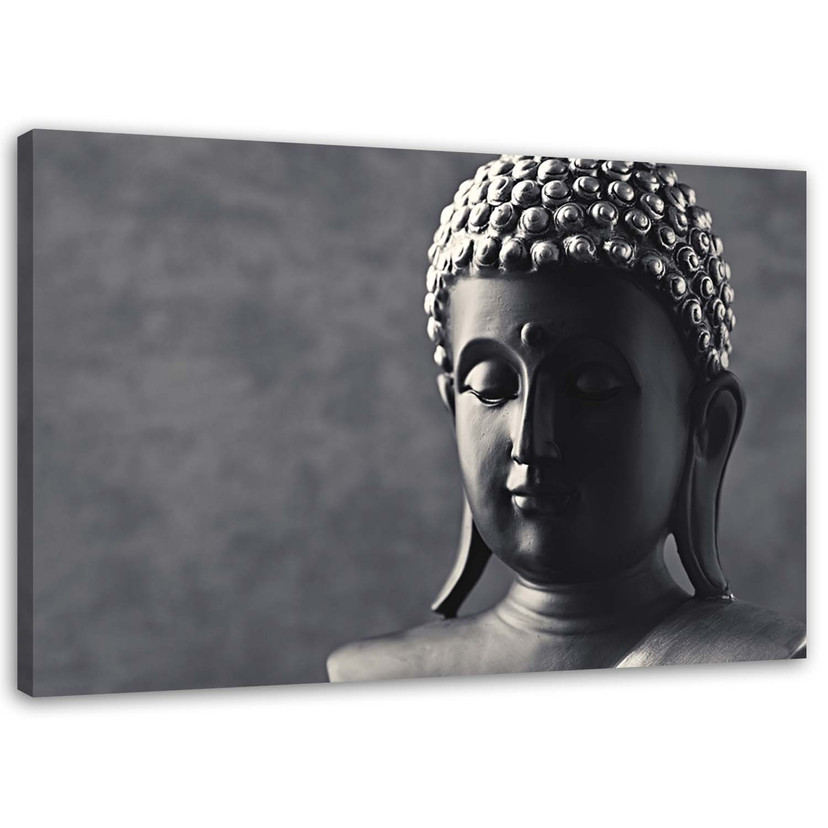 Canvasbillede, Buddha på grå baggrund