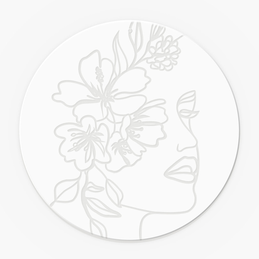 Akrylglasbillede, vinduesbillede til at hænge op Face Floral - Rund