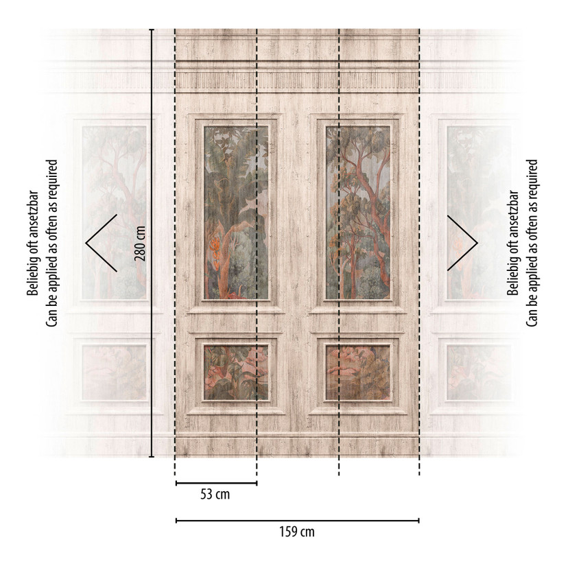 Papier peint photo tableau forêt antique beige marron - Design évolutif
