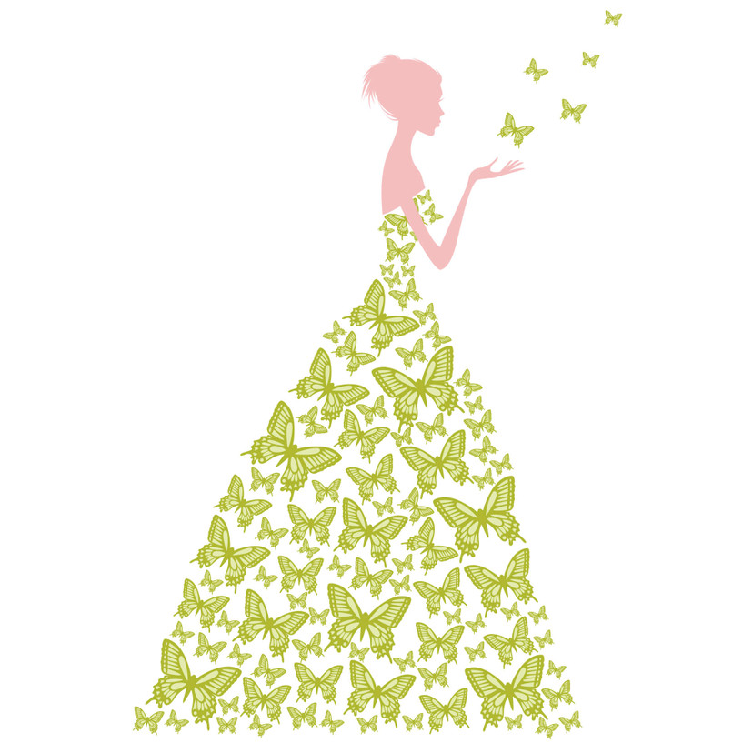 Sticker mural - Lady with Butterflies-vert